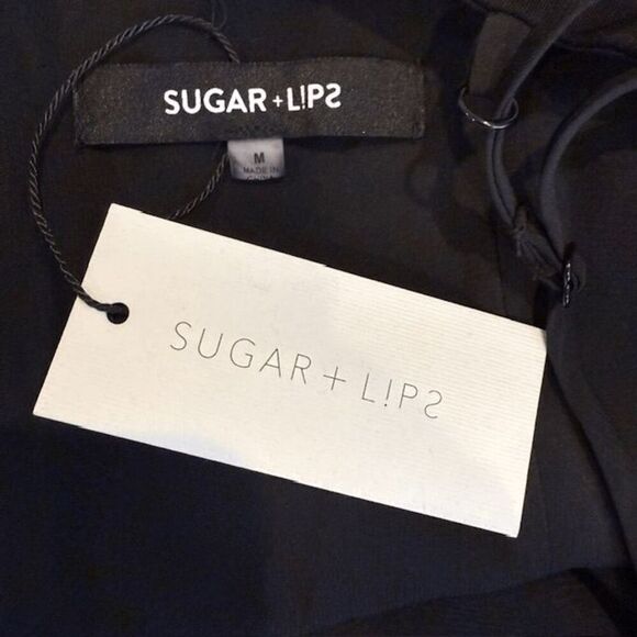 NWT Sugar + Lips Virgo Tassel Mini Dress Black Zip Back Adjustable Straps Medium - Picture 7 of 13